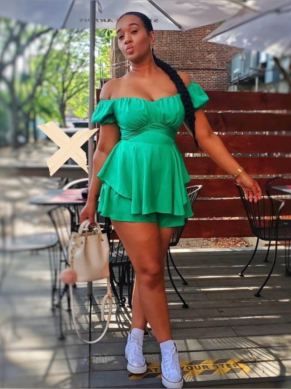Off-Shoulder Tiered Green Mini Dress